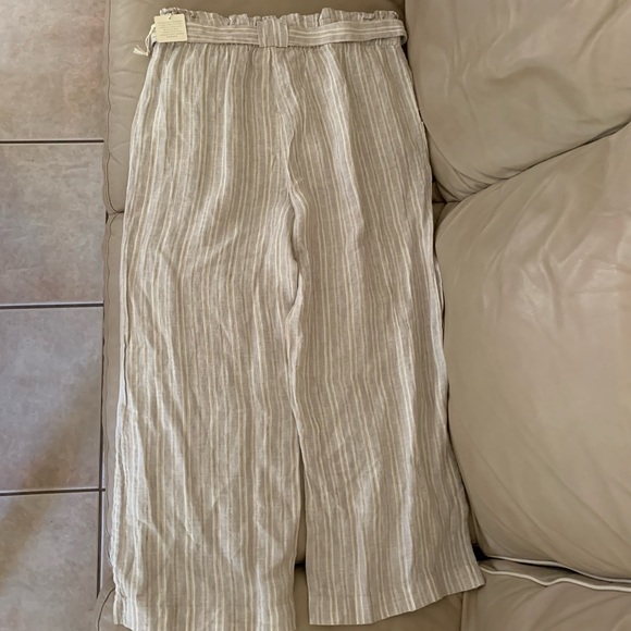 MAGASCHONI Striped Linen Wide Leg Palazzo Pants Paperbag Flowy Boho Pant - Picture 5 of 13
